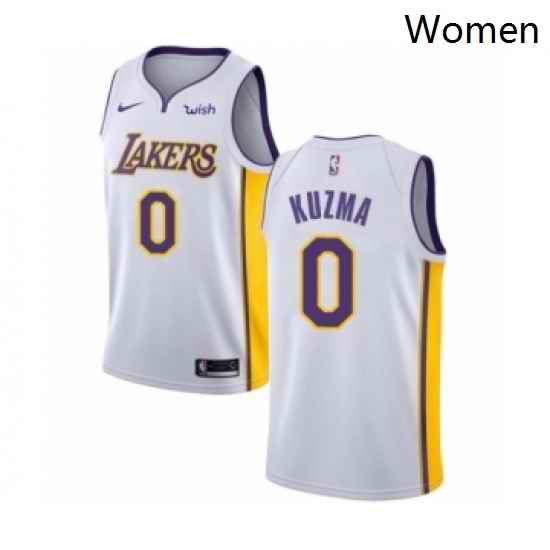 Womens Los Angeles Lakers 0 Kyle Kuzma Authentic White Basketball Jersey Association Edition